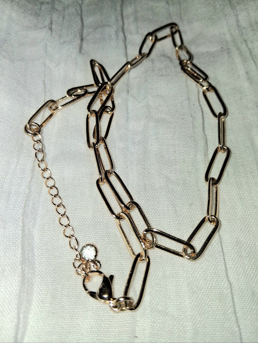 Gold-tone Paper Clip Necklace 16"